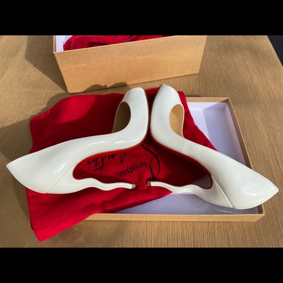 CHRISTIAN LOUBOUTIN JOLLYB WHITE SQUIGGLE HEELS - Picture 3 of 13